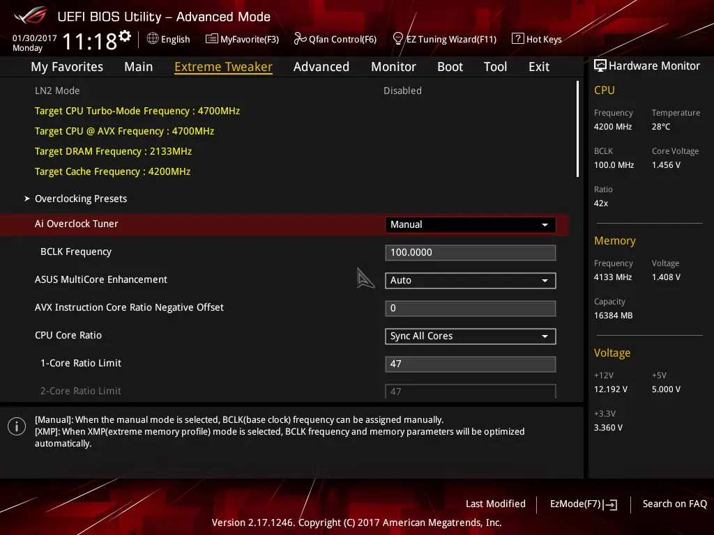 ASUS Bios Extreme Tweaker XMP settings
