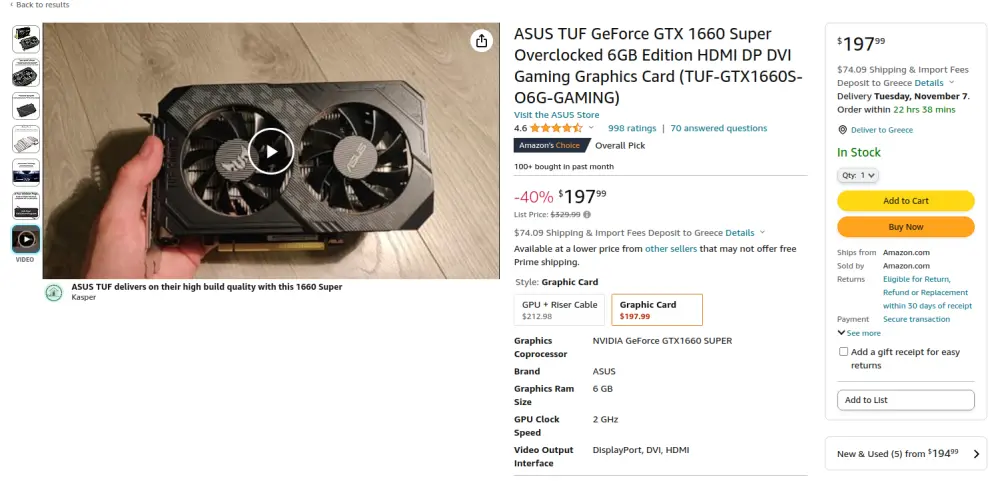 Amazon_GeForce GTX 1060 6GB