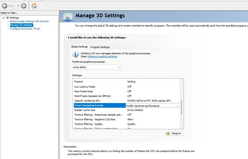 Change NVIDIA Settings for Maximum Performance