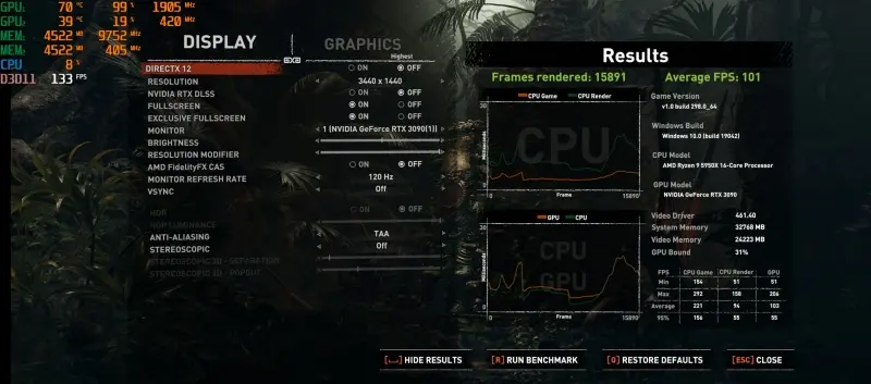 Shadow of the Tomb Raider‘s built-in benchmark