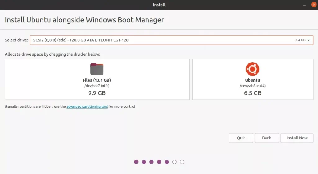 disk space for Ubuntu