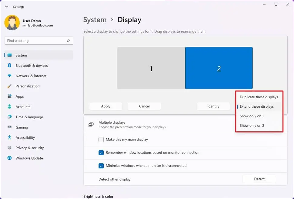 dublicate extend displays