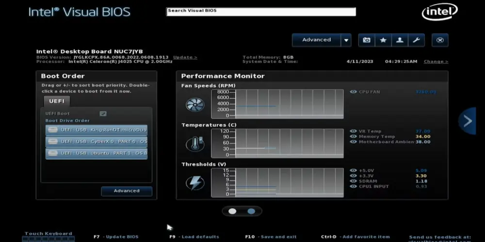 Set the BIOS to boot from the USB pen drive first