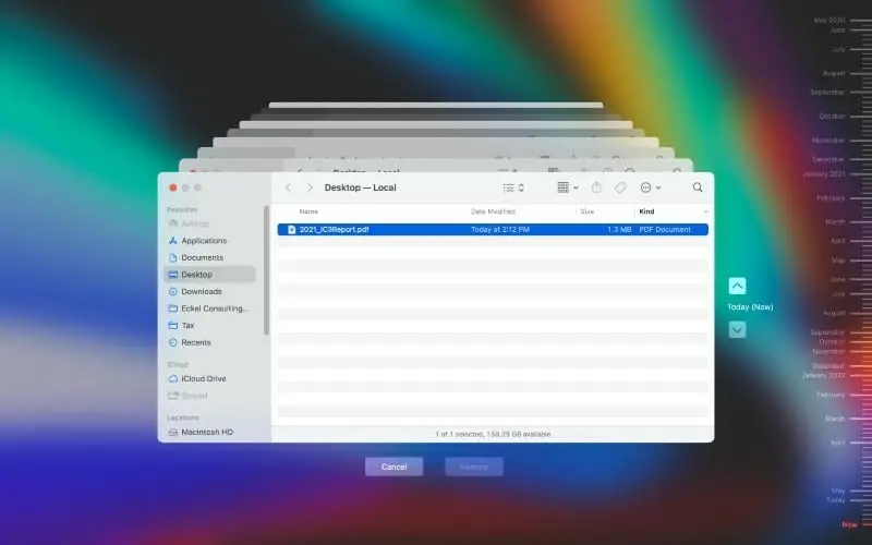 MacOS Time Machine file recovery