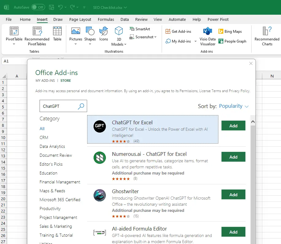Microsoft Office Add-ins store