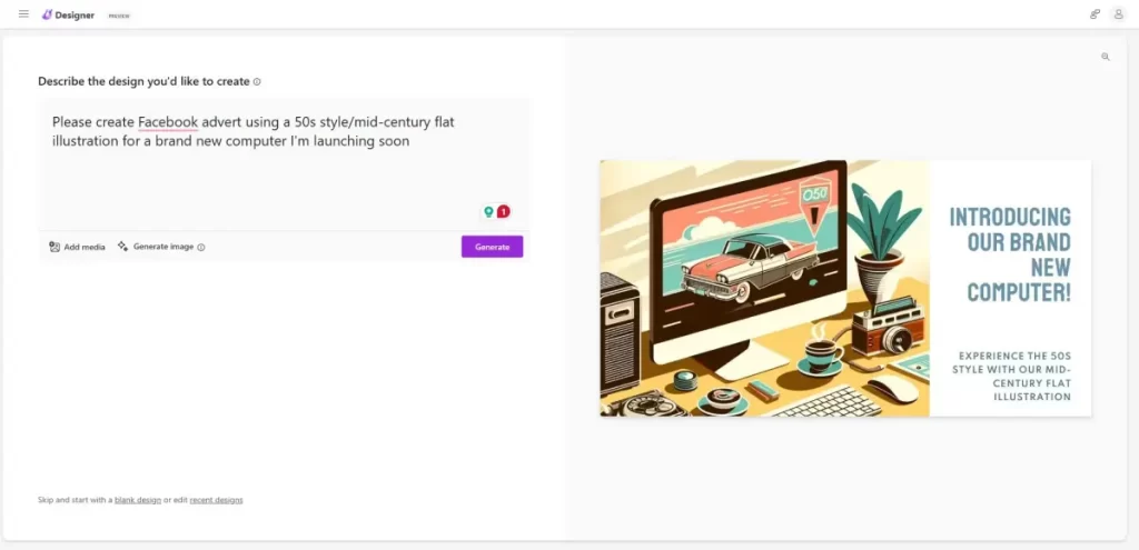 text-to-image AI tools, Microsoft Designer