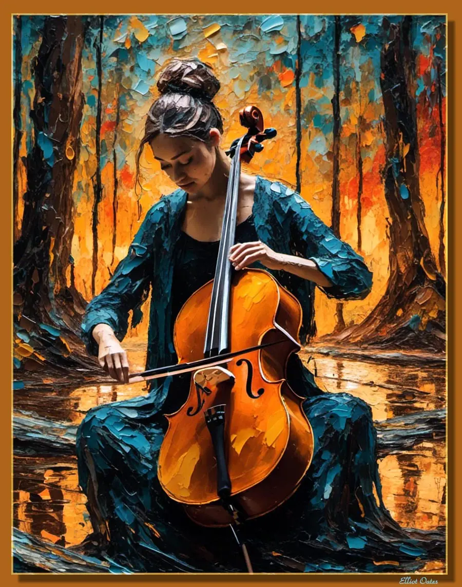 close-up-of-beautiful-woman-playing-cello-in-a-forest