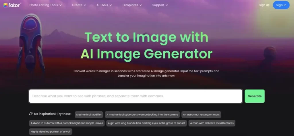 Fotor AI Image Generator