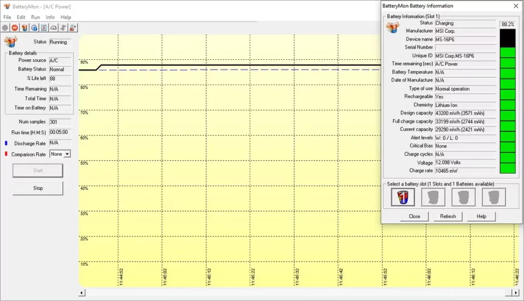 εφαρμογή passmark batterymon