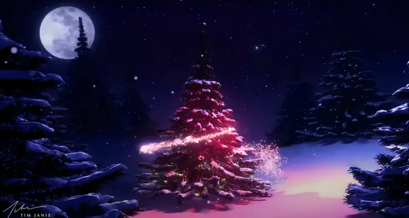 Μια εξωτερική σκηνή στο The Christmas Pines - Relaxing Christmas Music