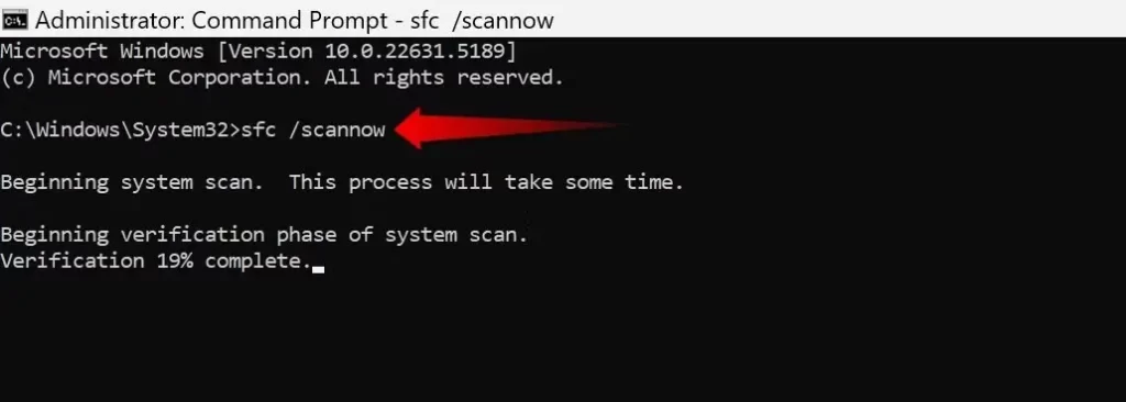 Εκτέλεση της σάρωσης SFC στην Command Prompt