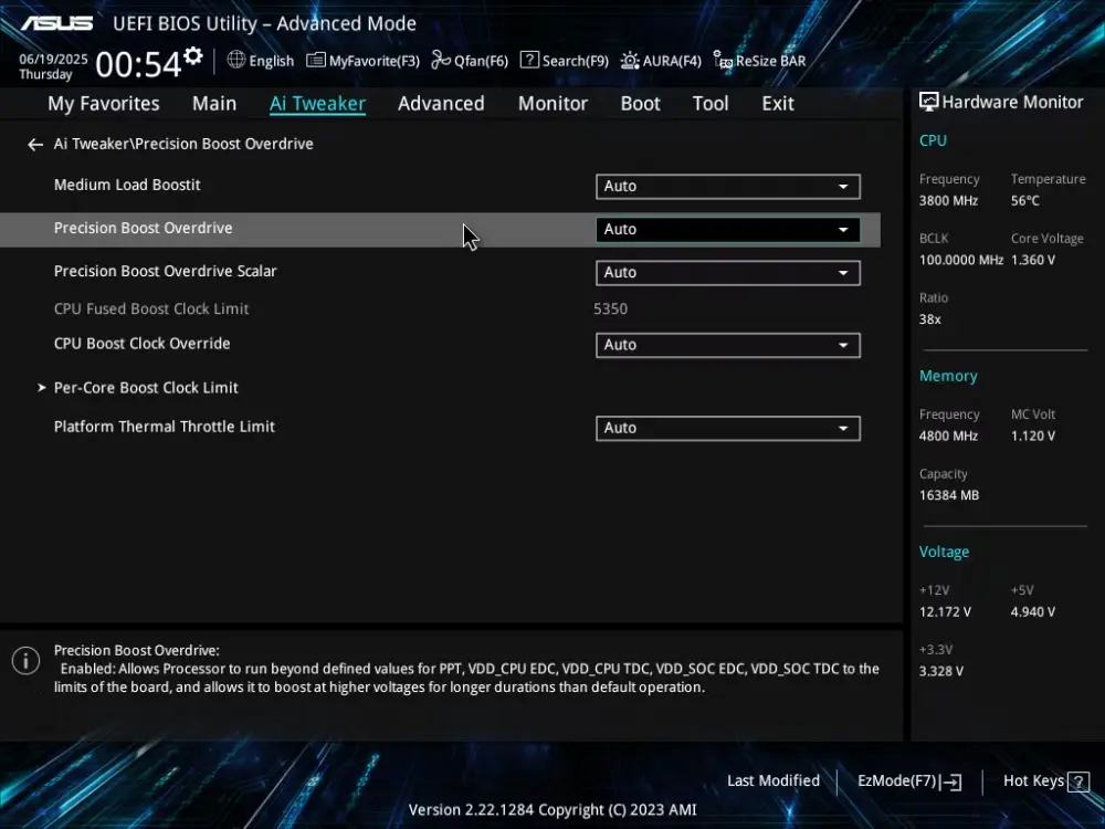 Βελτίωση Precision Boost Overdrive στο BIOS UEFI της ASUS