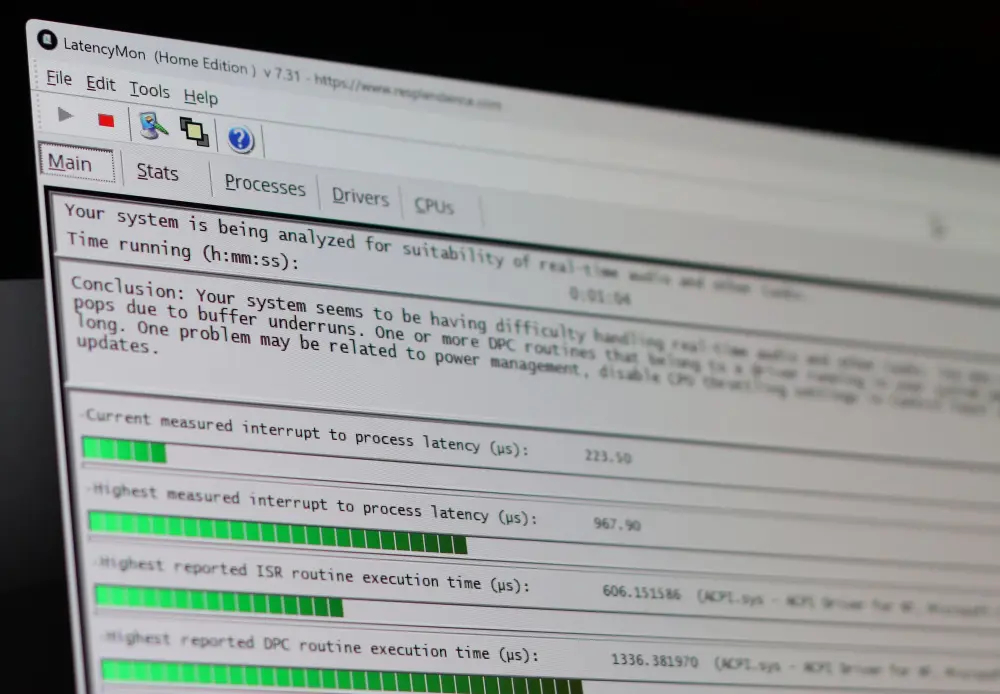 Μήνυμα συμπεράσματος του LatencyMon